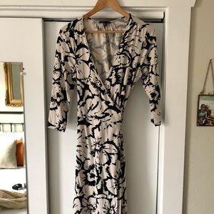 Banana Republic Wrap Dress, Cream and Black